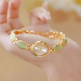 High-End Luxury Women’s Green Jade Quartz Bracelet Watch