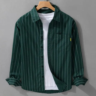 Men Fashion Versatile Striped Shirt