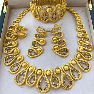 GODKI New Trendy 4PCS Multi Zircon Luxury African Jewelry Set For Women Wedding Party Zircon Crystal Dubai Bridal Necklace Gift