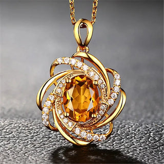 Atmospheric Imitation Yellow Crystal Pendant