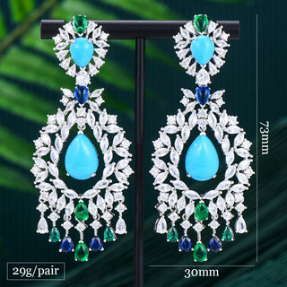 Luxury Blue Stone Wedding Party Earring