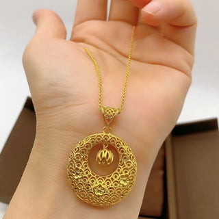 24K Pure Gold Safety Buckle Pendant Necklace