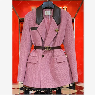 Autumn New Fashion Patchwork Blazer Coats Women Long Sleeve Double-Breasted Wool Suit Jacket Elegant Office Lady Chaquetas 089P