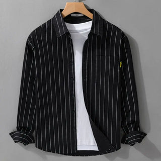 Men Fashion Versatile Striped Shirt