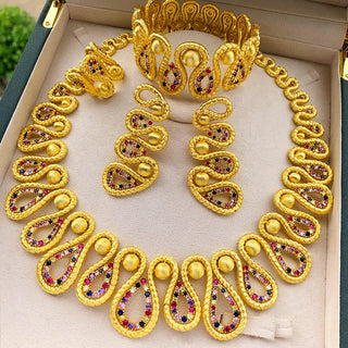 GODKI New Trendy 4PCS Multi Zircon Luxury African Jewelry Set For Women Wedding Party Zircon Crystal Dubai Bridal Necklace Gift