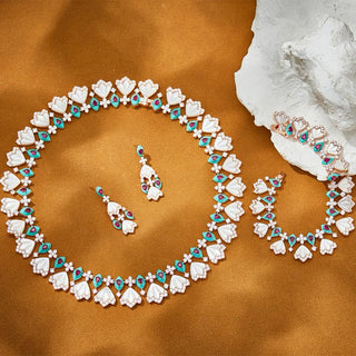 Luxury Maple Leaf Jewelry Set  White Mother of Pearl Necklace Earrings Bracelet Elegant Nature-Inspired Gift for Women jewellery