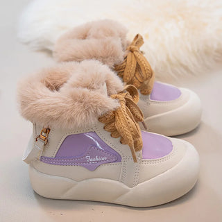 Faux Fur Winter Boots For Girls Thick Warm Children's Plush Boots Trend Fashion Teenager Kid's Snow Boots Outdoor Warm Boots