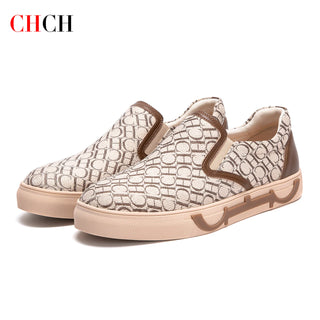 CHCH Men's Flat Shoes New Simple and Comfortable Sheep lined Vulcanized Shoes Corrective Insoles