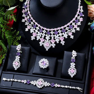 GODKI 4pcs Lucky Flower Nigerian 18k Gold Plated Dubai Bridal Wedding Jewellery Set Fashion Necklace Jewelry Sets