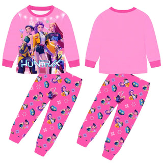 Girls Long Sleeve Cartoon Pajamas Set