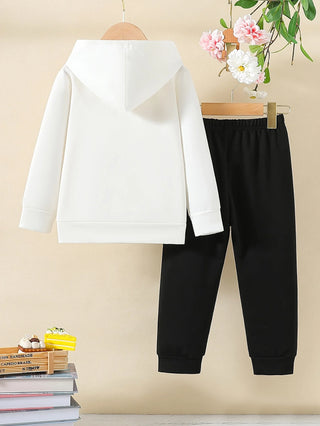 Girls Cartoon Printed Hoodies Set