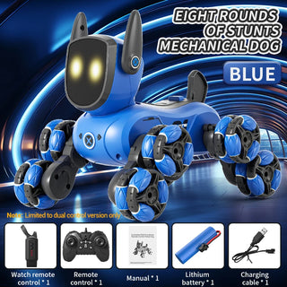 Q200 Intelligent Mechanical RC Dog Gesture Induction Remote Control Toy Eight Wheels Four Wheels Stunt Animal Toys for Children.