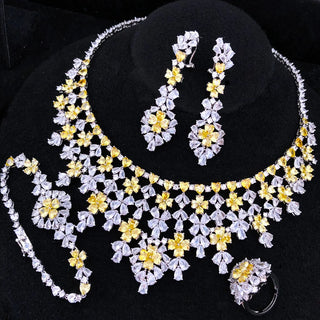 GODKI 4pcs Lucky Flower Nigerian 18k Gold Plated Dubai Bridal Wedding Jewellery Set Fashion Necklace Jewelry Sets