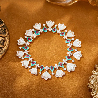 Luxury Maple Leaf Jewelry Set  White Mother of Pearl Necklace Earrings Bracelet Elegant Nature-Inspired Gift for Women jewellery