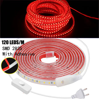 Waterproof LED Strip Light AC 220V 120Leds/m Flexible Tape Lamp Indoor Outdoor Warm Cool White Red Blue Green Pink Home Rope