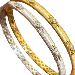 Exquisite Brushed Diamond Wedding Bangles