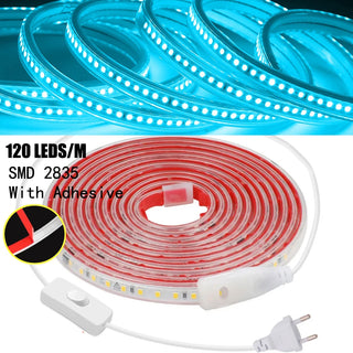 Waterproof LED Strip Light AC 220V 120Leds/m Flexible Tape Lamp Indoor Outdoor Warm Cool White Red Blue Green Pink Home Rope