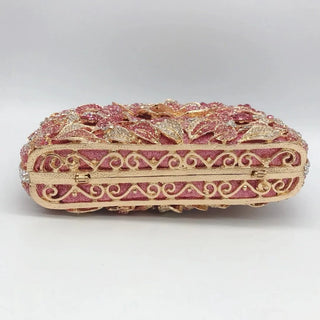Luxury Designer Rhinestone Flower Clutch Purse