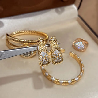 BELLUX Italian Vintage Gold-Plated Zircon Earrings