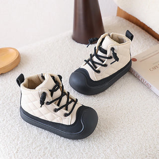 Faux Fur Winter Boots For Children Trend Fashion Plaid Kid's Plush Boots Anti-slippery Boy's Girl's Snow Boots Winter Shoes