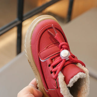 Winter Plush Boots For Children PU Leather Waterproof Boy's Girl's Snow Boots Waterproof Anti-slippery Kid's Boots Warm Shoes