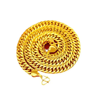 24K Real Gold Flat Chain Necklace for Men and Women