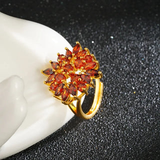 24K Gold Sunflower Bloom Ring for Women