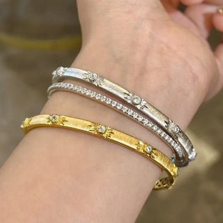 Exquisite Brushed Diamond Wedding Bangles