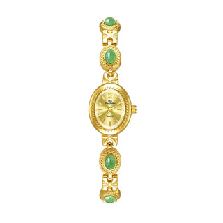 Luxury Women’s Jade Bracelet Golden Quartz Watch
