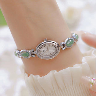 High-End Luxury Women’s Green Jade Quartz Bracelet Watch
