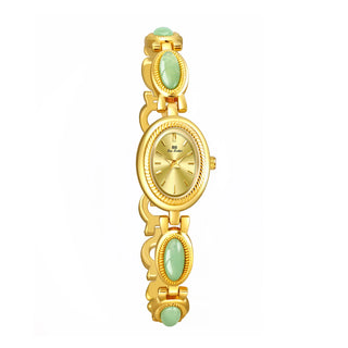 High-End Luxury Women’s Green Jade Quartz Bracelet Watch