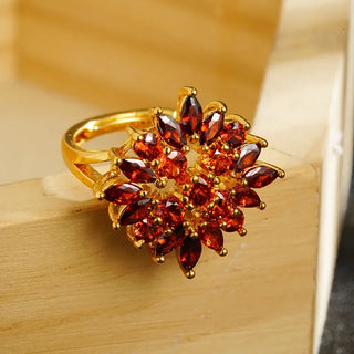 24K Gold Sunflower Bloom Ring for Women