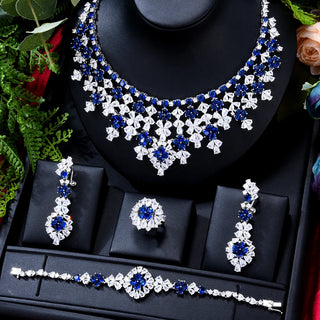 GODKI 4pcs Lucky Flower Nigerian 18k Gold Plated Dubai Bridal Wedding Jewellery Set Fashion Necklace Jewelry Sets