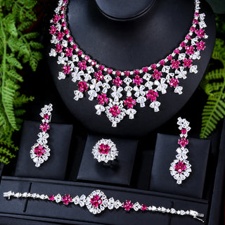 GODKI 4pcs Lucky Flower Nigerian 18k Gold Plated Dubai Bridal Wedding Jewellery Set Fashion Necklace Jewelry Sets