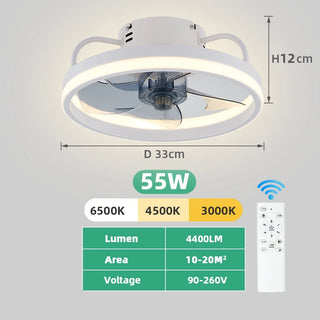 Smart Fan Light with Remote Control Modern Dilent Dimmable LED Ceiling fan with Light for Home Kitchen Living Room Bedroom