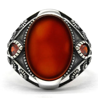 Flower Design Agate Stone Handmade Ring