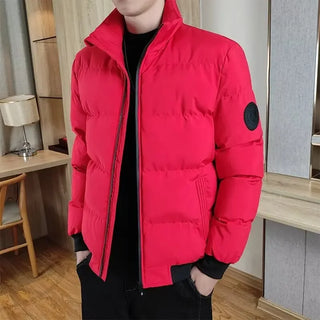 Winter Fleece Lined Thermal Thick Men Jackets Fashion Warm Coat Parkas Loose Korean Style Puffer Coat Outwear Red Black Parka