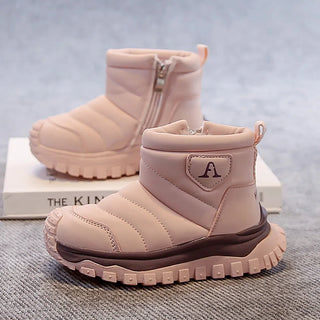 Winter Snow Boots For Children PU Leather Thick Warm Plush Boots Teenager Kid's Cotton Shoes Winter Boy's Girl's Warm Boots