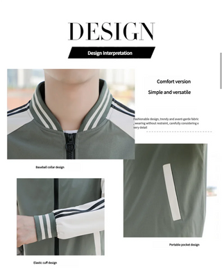 New autumn jacket for young men baseball collar two-bar jacket