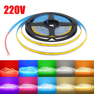Led Strip COB 220V High Brightness 5m 10m 20m 50m Flexible Light Tape with IC Rectifier 230V 240V AC 240LED/m Linear Lighting