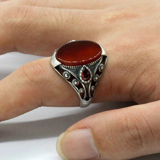 Flower Design Agate Stone Handmade Ring