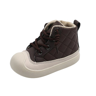 Faux Fur Winter Boots For Children Trend Fashion Plaid Kid's Plush Boots Anti-slippery Boy's Girl's Snow Boots Winter Shoes