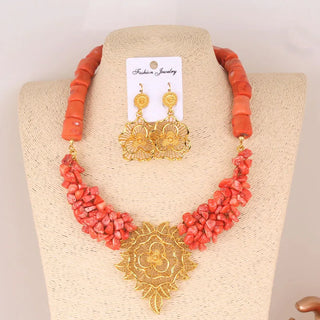 African Coral Design Jewelry Set