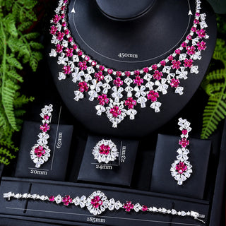 GODKI 4pcs Lucky Flower Nigerian 18k Gold Plated Dubai Bridal Wedding Jewellery Set Fashion Necklace Jewelry Sets