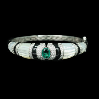 Emerald Carbon Diamond Gemstone Bracelet