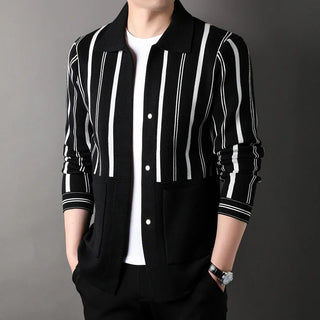Middle-Aged Men's Cardigan Knitted Shirt