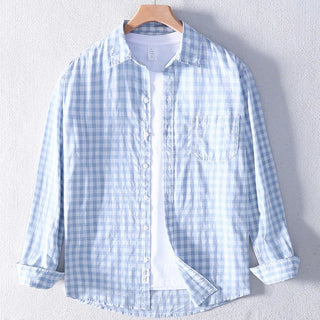 High Quality 100% Men Cotton Plaid Shirt