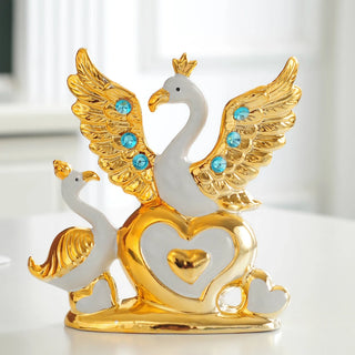 Gold Swan Porcelain Figurines Decorations