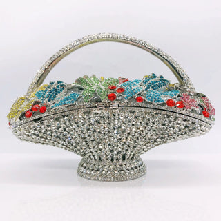 Elegant Crystal Floral Fancy Clutch Purse