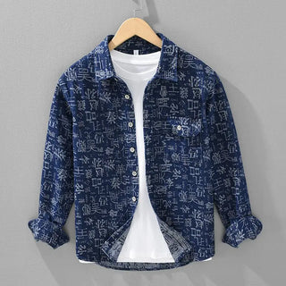 Versatile Retro Printed Cardigan Shirt
